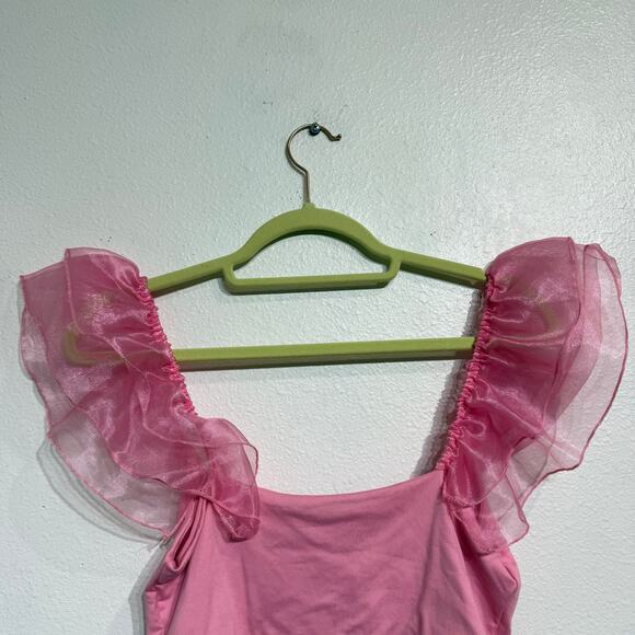 Anything Bling Pink Ruffle Crop Top Sz S NWT - Picture 8 of 11